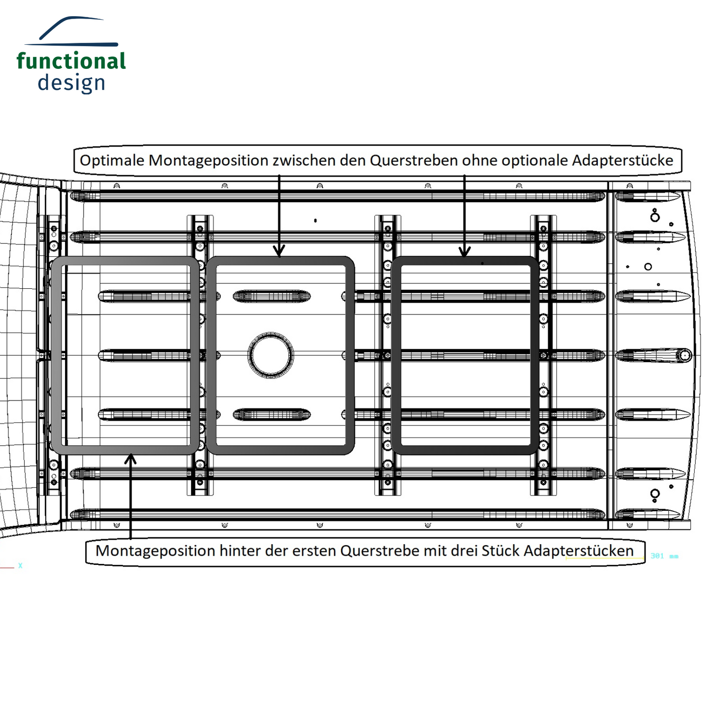 Adapter frame for roof hoods on the Sprinter (from '06) and Crafter (from '06 - '16)